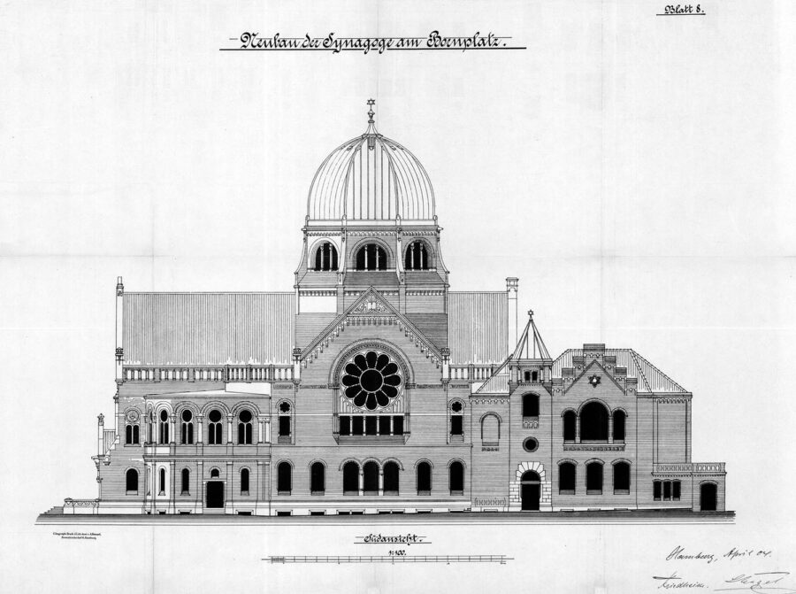 Plan der Bornplatzsynagoge von 1904