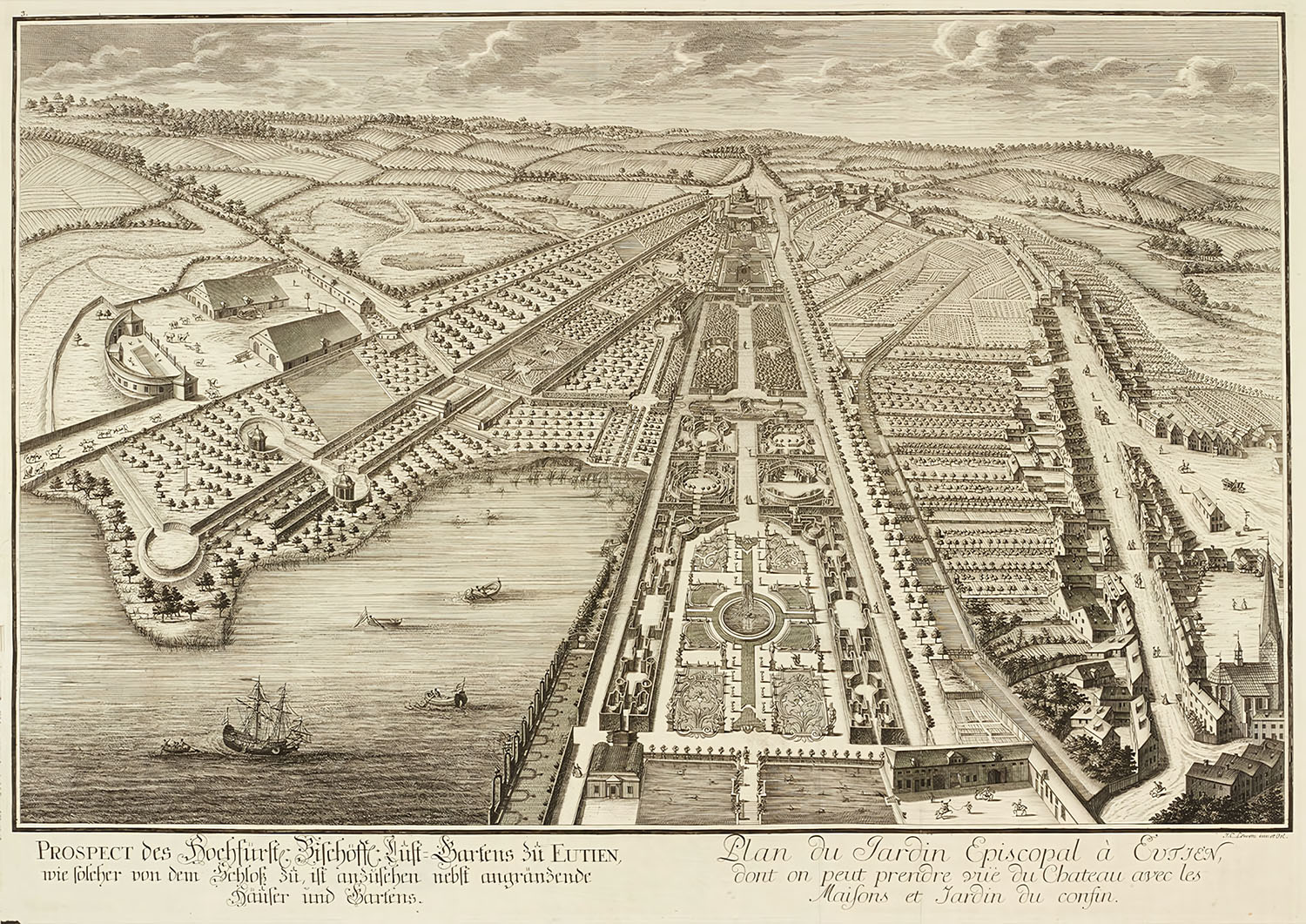 Johann Christian Lewon, Prospect des Bischöfflichen Residentz Schloßes und Gartens zu Eutin, um 1740