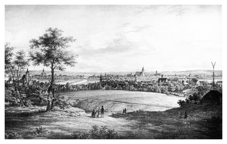 Blick auf Brandenburg - Lithographie um 1835