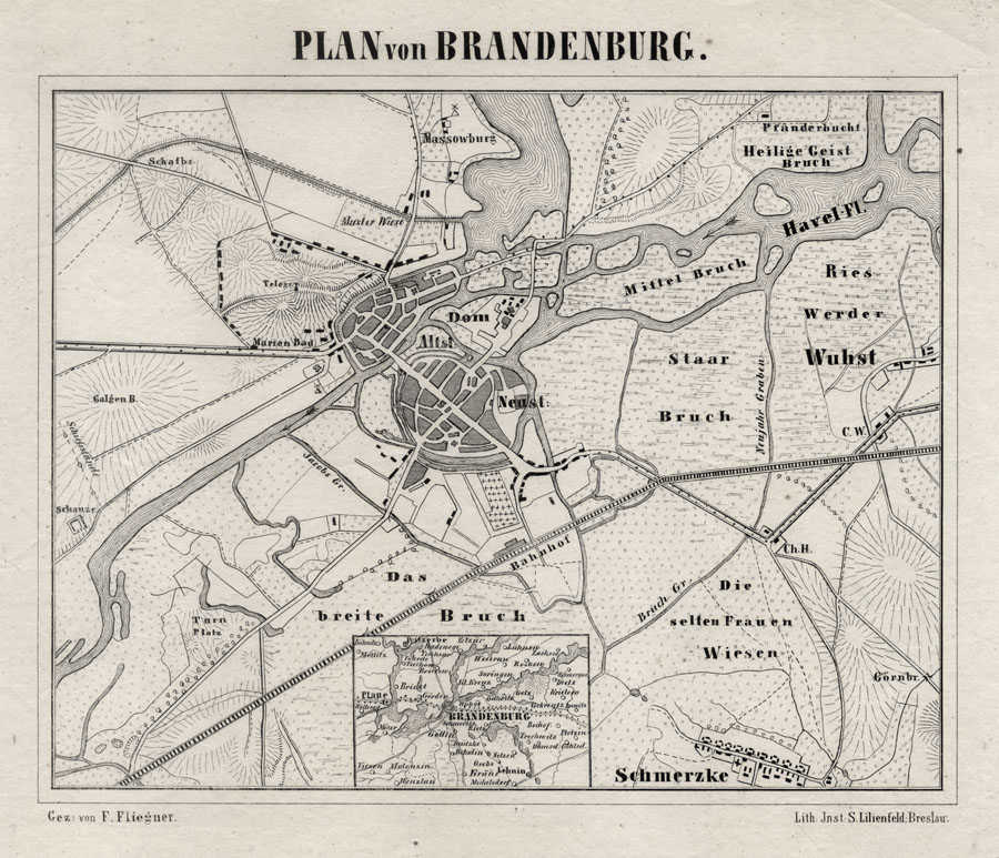 Stadtplan Brandenburg - 1850