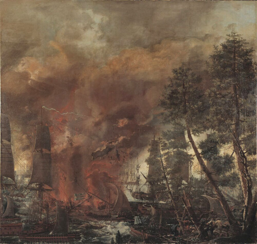 Louis Jean Desprez - Der Ausbruch aus der Viborg-Bucht am 3. Juli 1790
