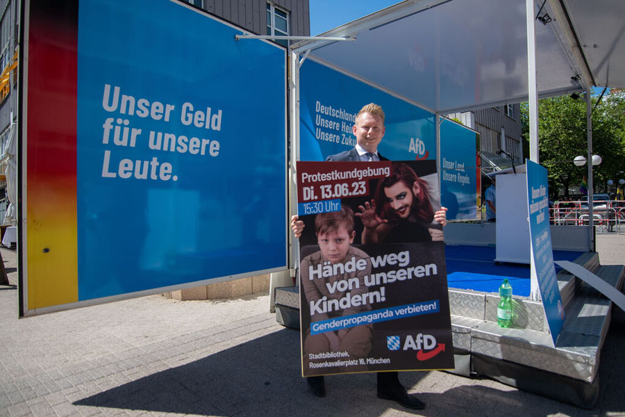 Plakat der AfD Bayern zur Genderpropaganda
