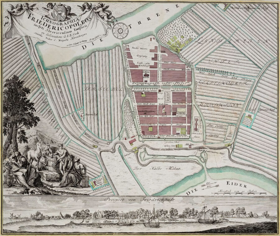 Friedrichstadt um 1750 - Kupferstich G. J. E. Coch